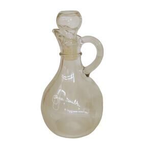 Small Apothecary Glass Jug Handle Pour Spout Lid 6.5"‎ Halloween Prop Vintage